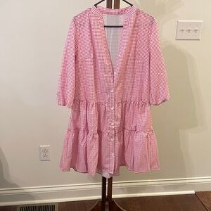 Adorable Pink Checkered Kids Dress
